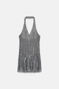 ROBE COURTE HALTER BRILLANTE