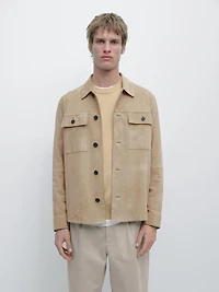 Suede leather overshirt