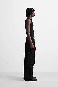 DENIM CARGO PANTS WITH POCKETS