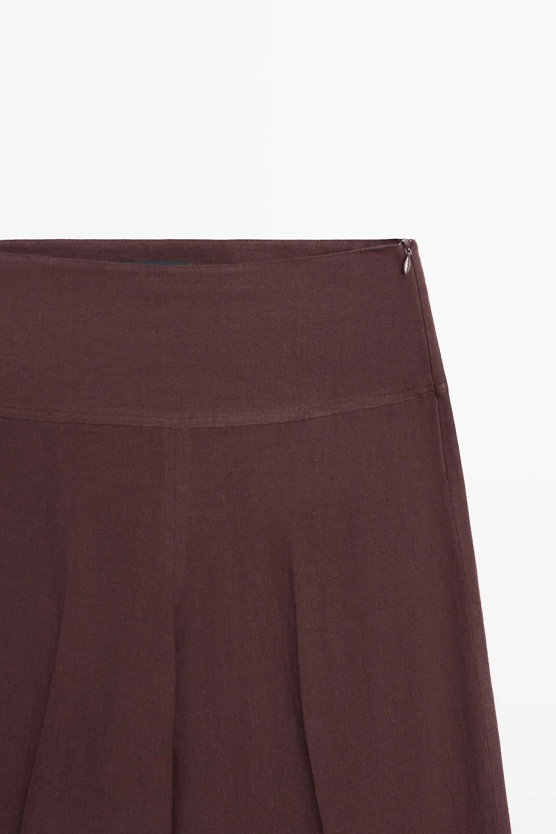 Pantalon flare taille moyenne 100 % lin