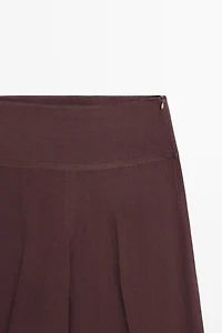 Pantalon flare taille moyenne 100 % lin