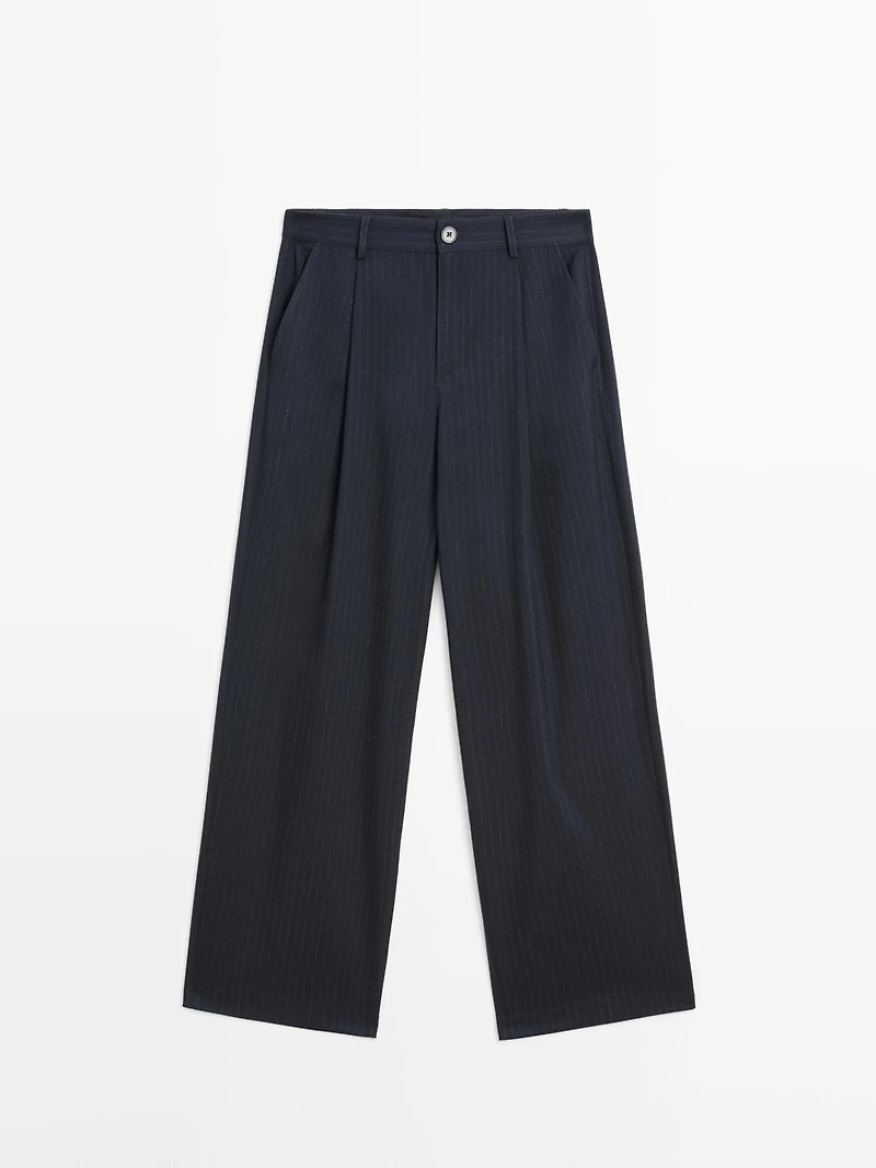 Pantalon large mid-rise à rayures tennis