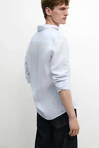 Chemise slim à rayures en lin