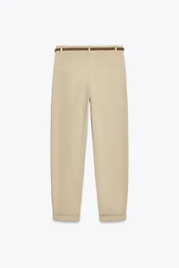 BRAIDED BELTED CHINO PANTS