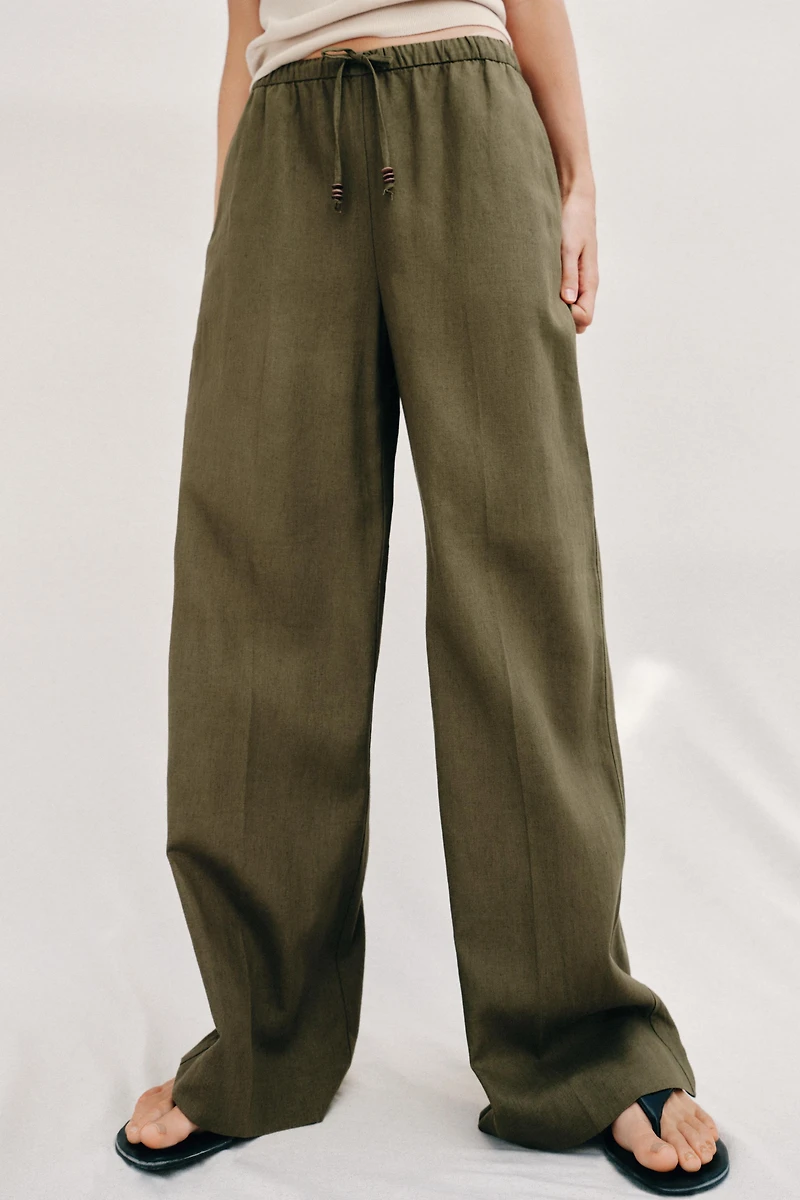 LINEN STRAIGHT LEG PANTS