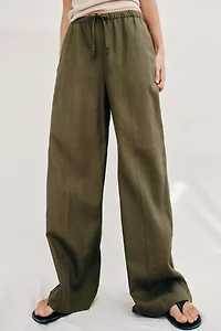 LINEN STRAIGHT LEG PANTS