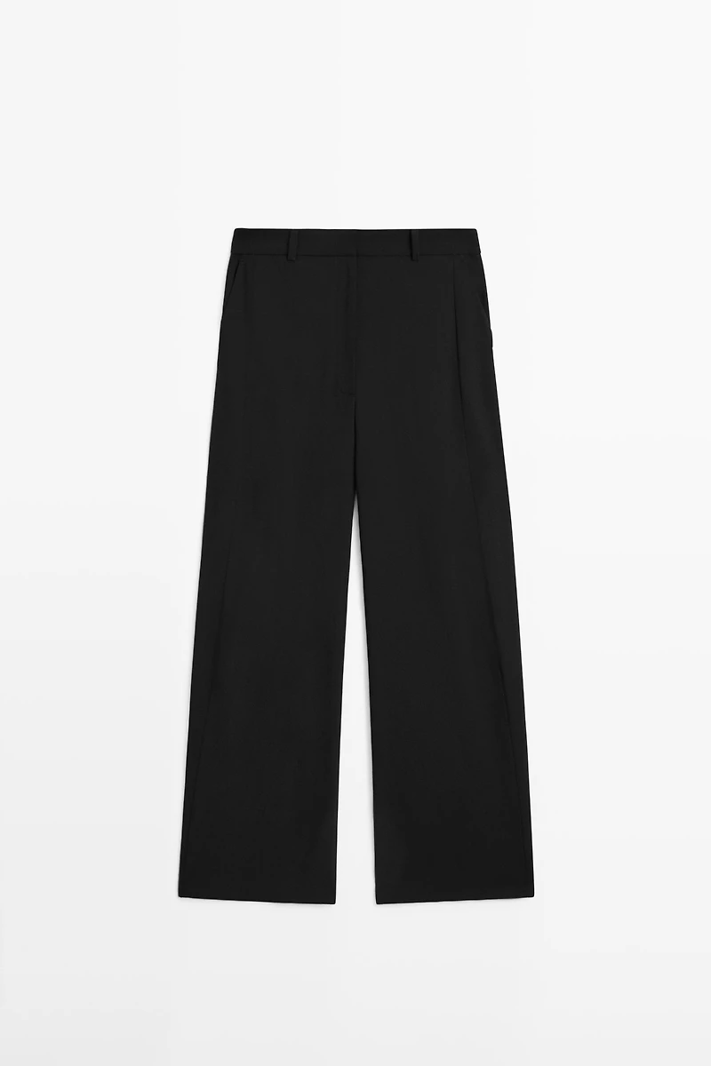 Wool blend trousers with seam detail