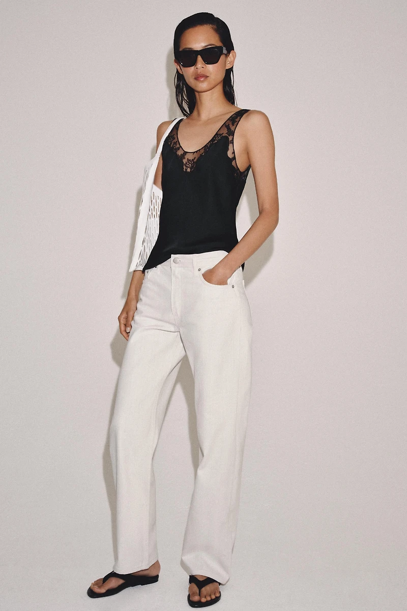 SATIN EFFECT LACE TOP ZW COLLECTION