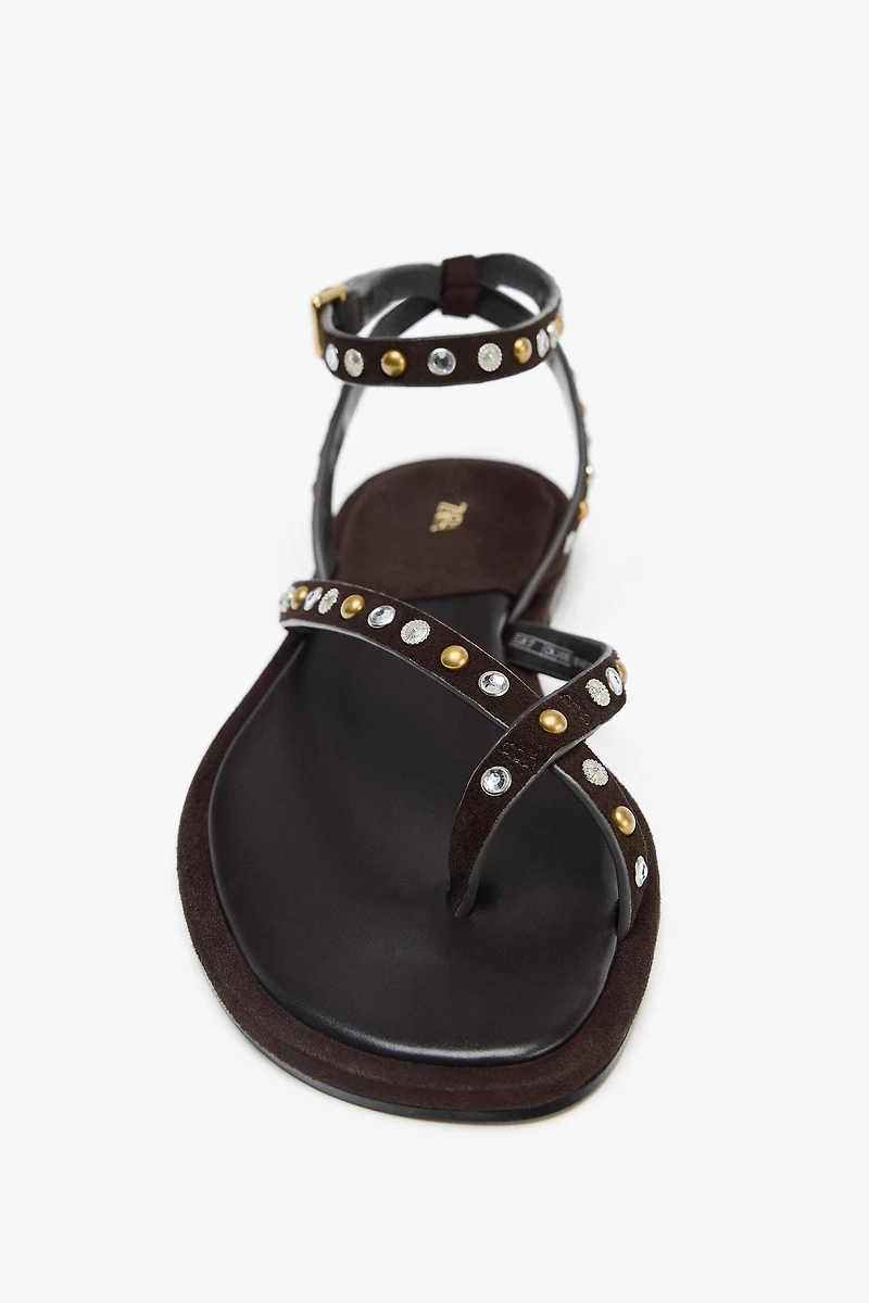 BEADED LEATHER SANDALS
