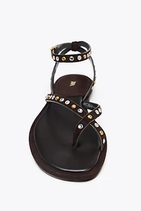 BEADED LEATHER SANDALS