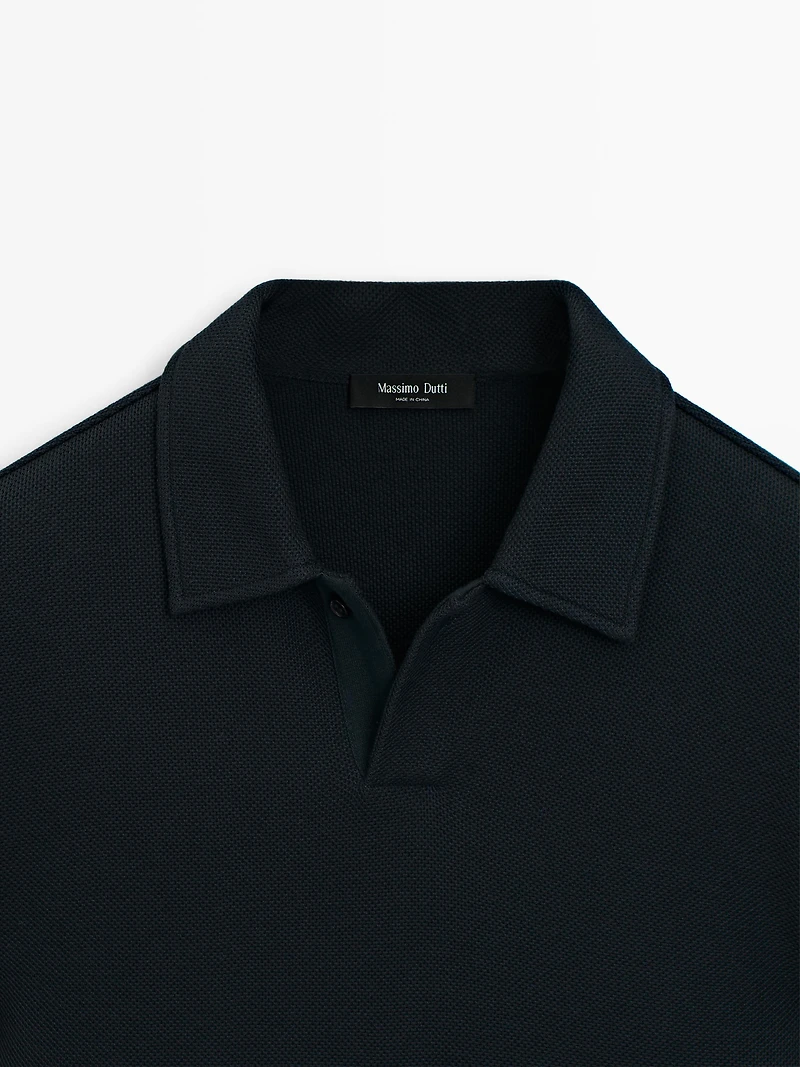 Polo manches longues texturé