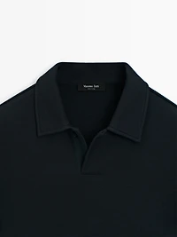 Polo manches longues texturé