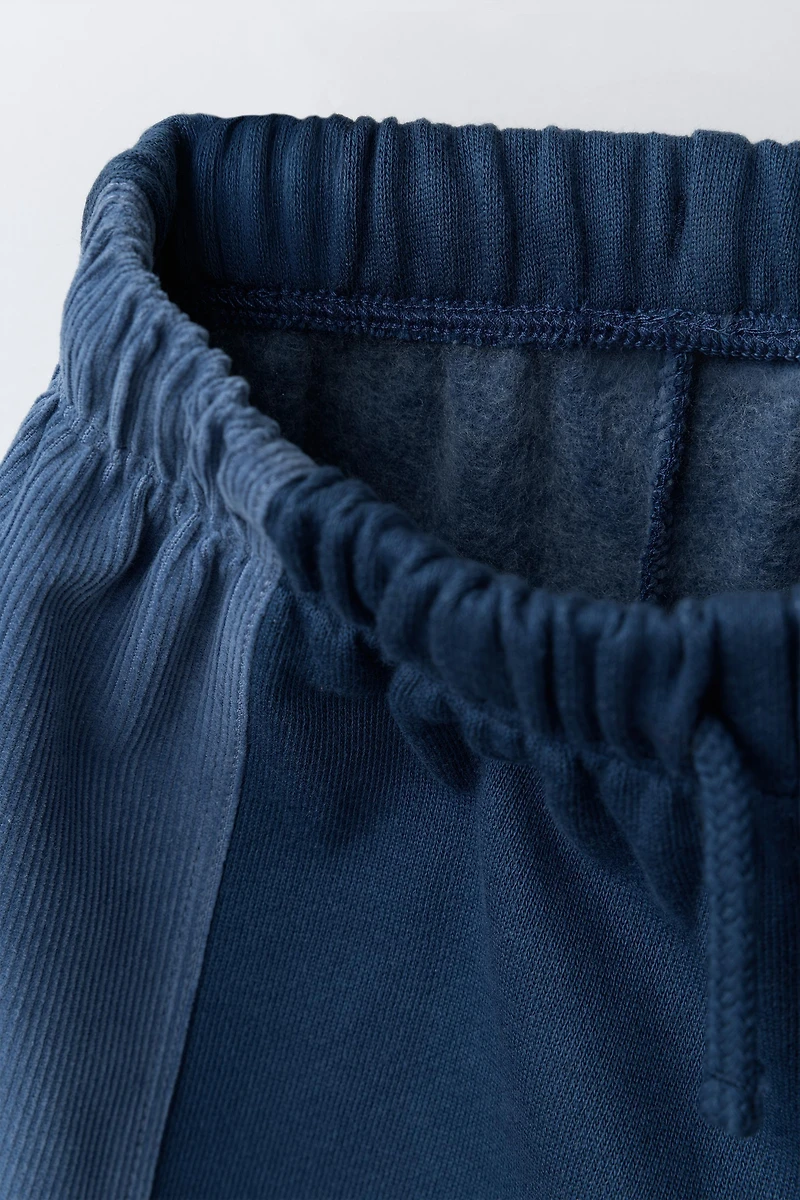 STRAIGHT PLUSH CORDUROY SIDE STRIPE PANTS