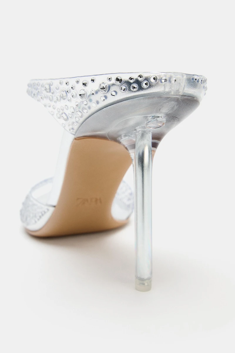 VINYL HEELED SANDALS