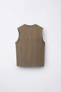 PLAIN SLEEVELESS T-SHIRT
