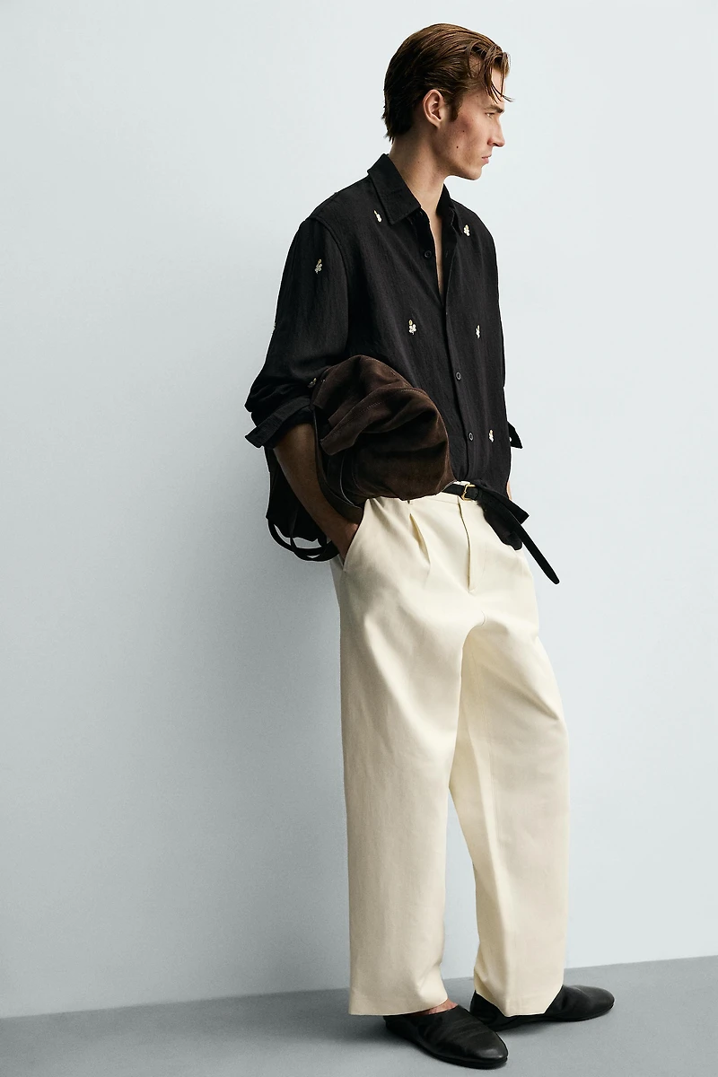 EMBROIDERED FLOWY SHIRT