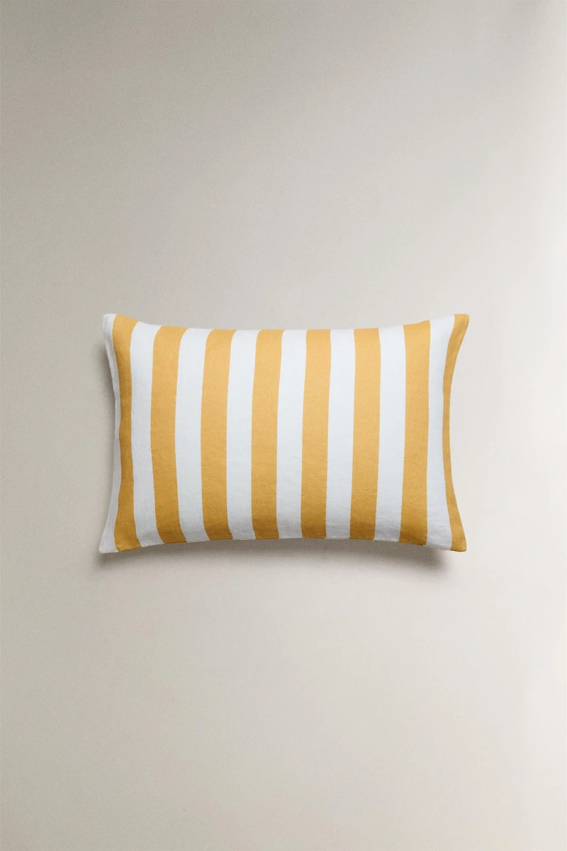 HOUSSE DE COUSSIN RAYURES LIN