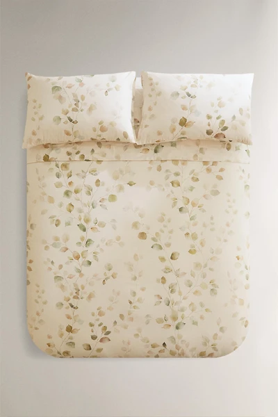 SATEEN DUVET COVER WITH LEAF PRINT