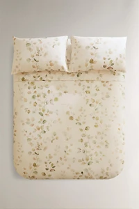 SATEEN DUVET COVER WITH LEAF PRINT