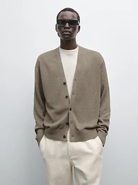Linen blend knit cardigan