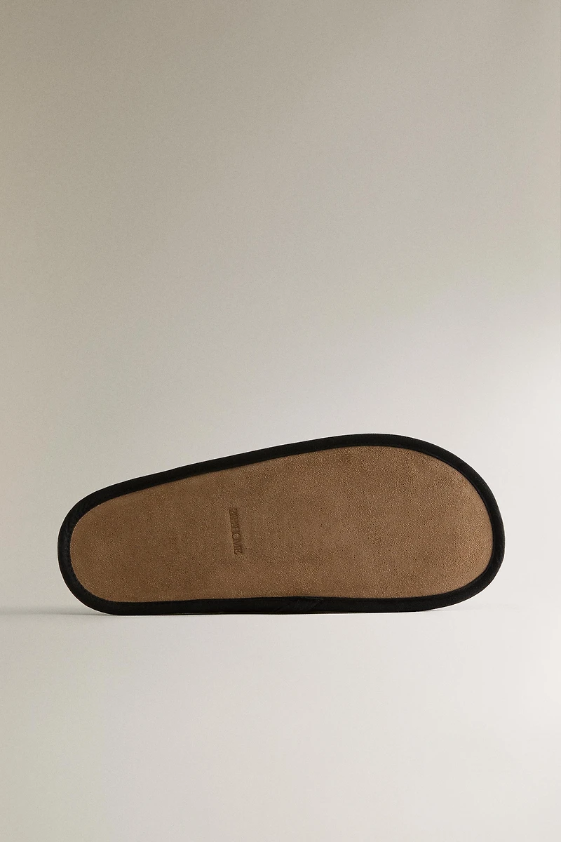 CHAUSSON CHAUD SEMELLE CUIR