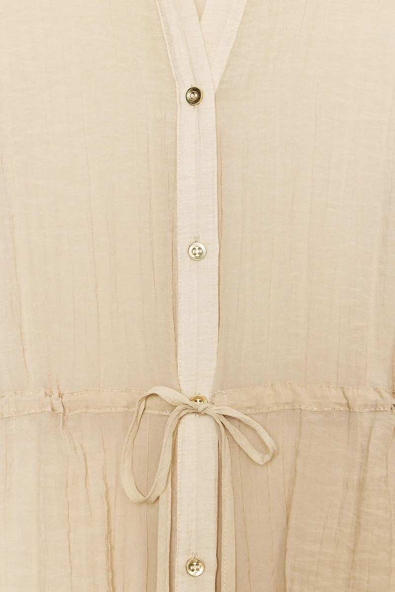 CHEMISE SEMI-TRANSPARENTE À EFFET PLISSÉ