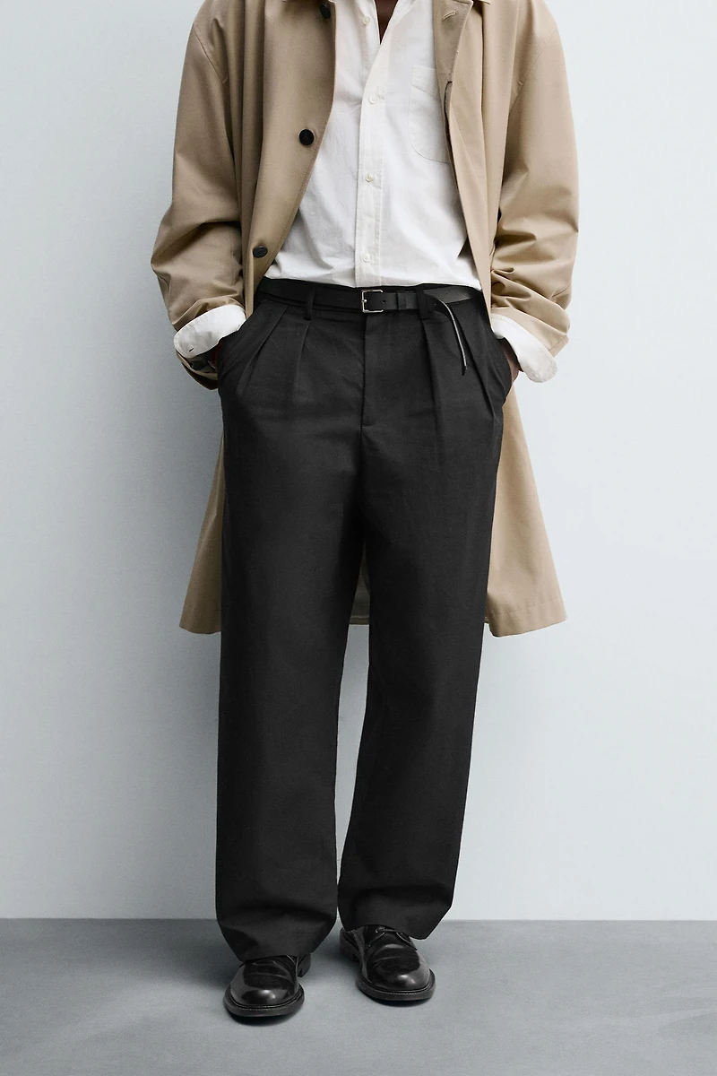 PANTALON COUPE LARGE PLIS