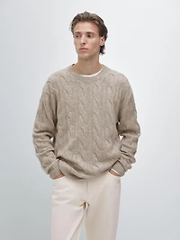 Cable-knit wool blend sweater