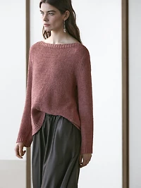 Boat neck knit sweater