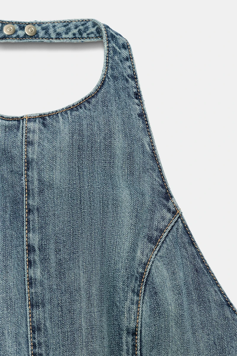 COMBI-SHORT HALTER EN DENIM TRF