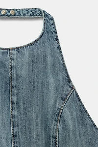 COMBI-SHORT HALTER EN DENIM TRF
