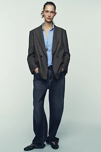 OVERSIZED PLAID DOUBLE-BREASTED WOOL BLAZER