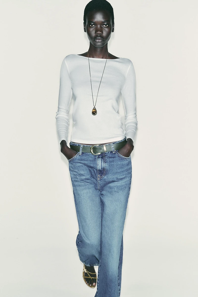 T-SHIRT COL BATEAU EN COTON