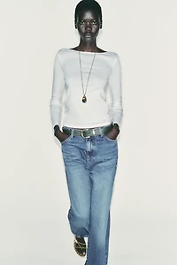 T-SHIRT COL BATEAU EN COTON