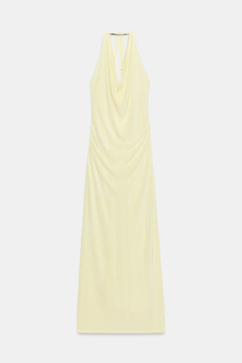 ROBE LONGUE HALTER AVEC DÉCOR