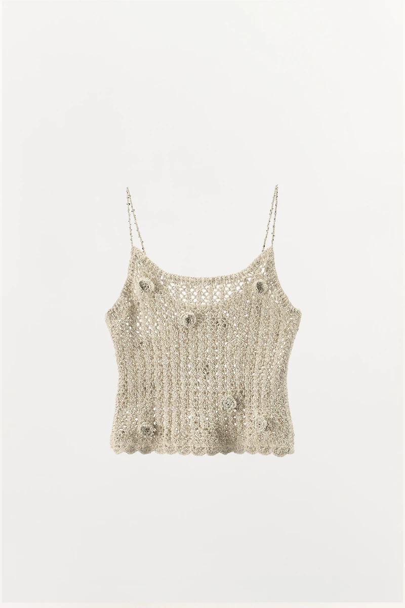 LIMITED EDITION CROCHET TOP WITH RAISED FLOWERS