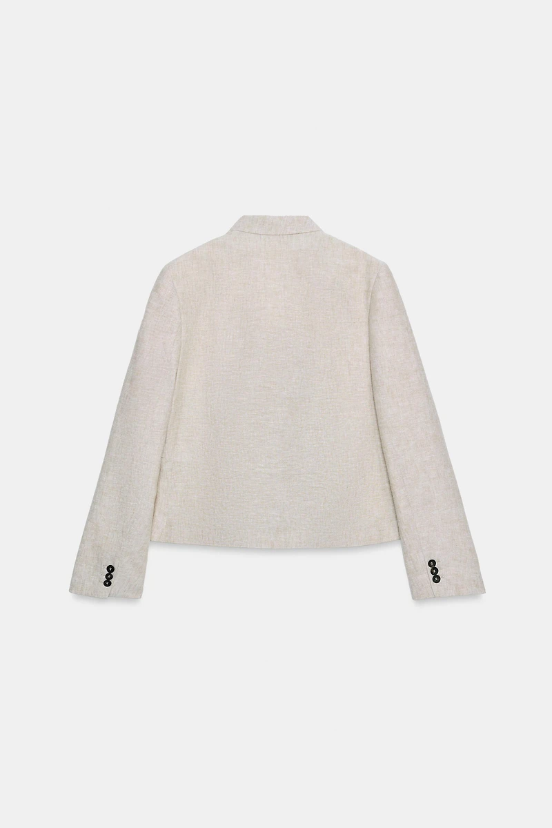 STRAIGHT CUT LINEN BLAZER WITH DARTS