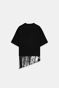 ASYMMETRIC SEQUIN T-SHIRT