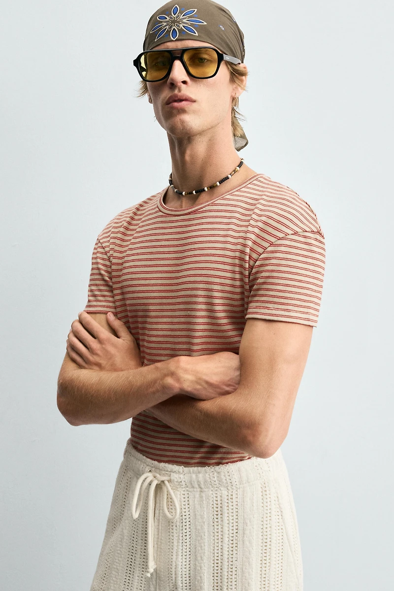 T-SHIRT JACQUARD RAYURES