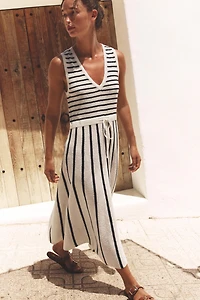 ROBE EN MAILLE COUPÉE RAYURES