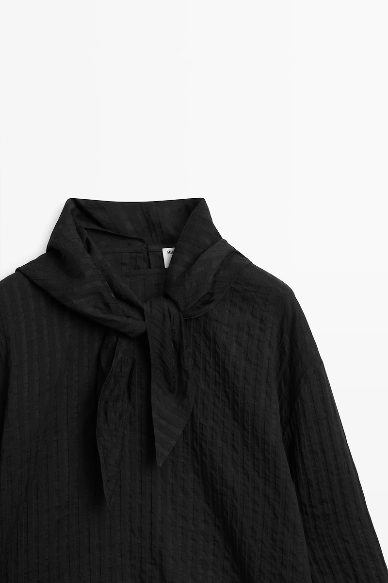 Striped flowing shirt with pocket square detail