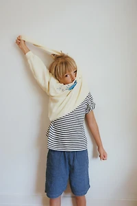 STRIPED FLOWY SOFT DENIM SHORTS