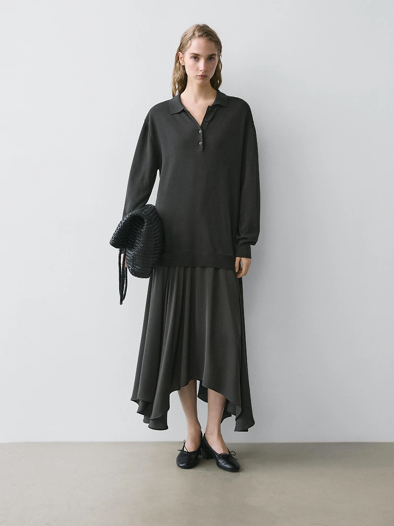 Robe polo en maille combinée