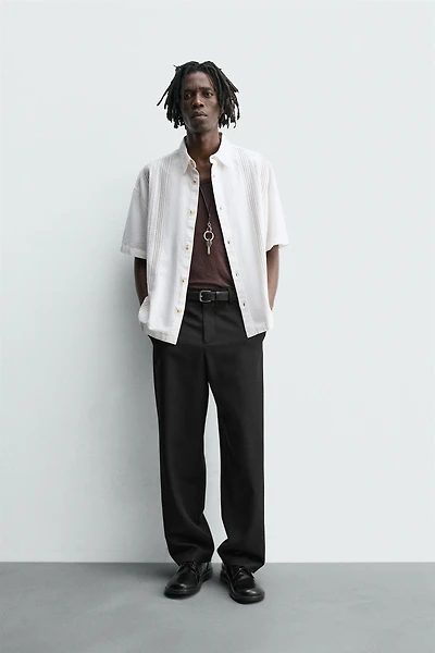 EMBROIDERED COTTON-LINEN SHIRT