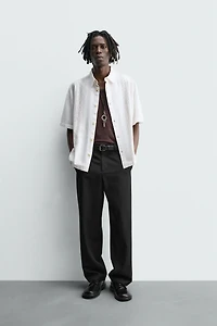 EMBROIDERED COTTON-LINEN SHIRT