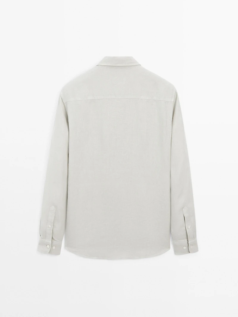 Slim fit linen blend shirt