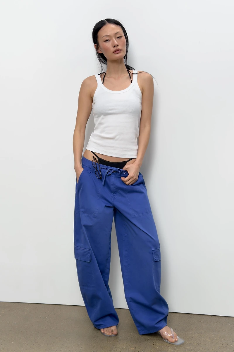 COTTON RIBBED STRAP TOP