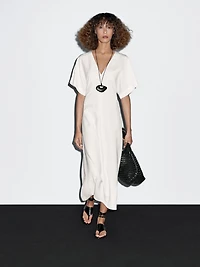 Flared V-neck midi dress