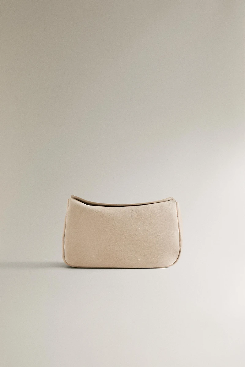 SPLIT SUEDE CLUTCH MAKEUP BAG