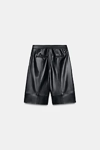 FAUX LEATHER LONG SHORTS